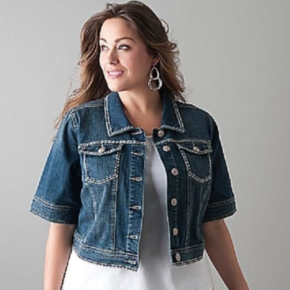 cropped denim jacket size 18